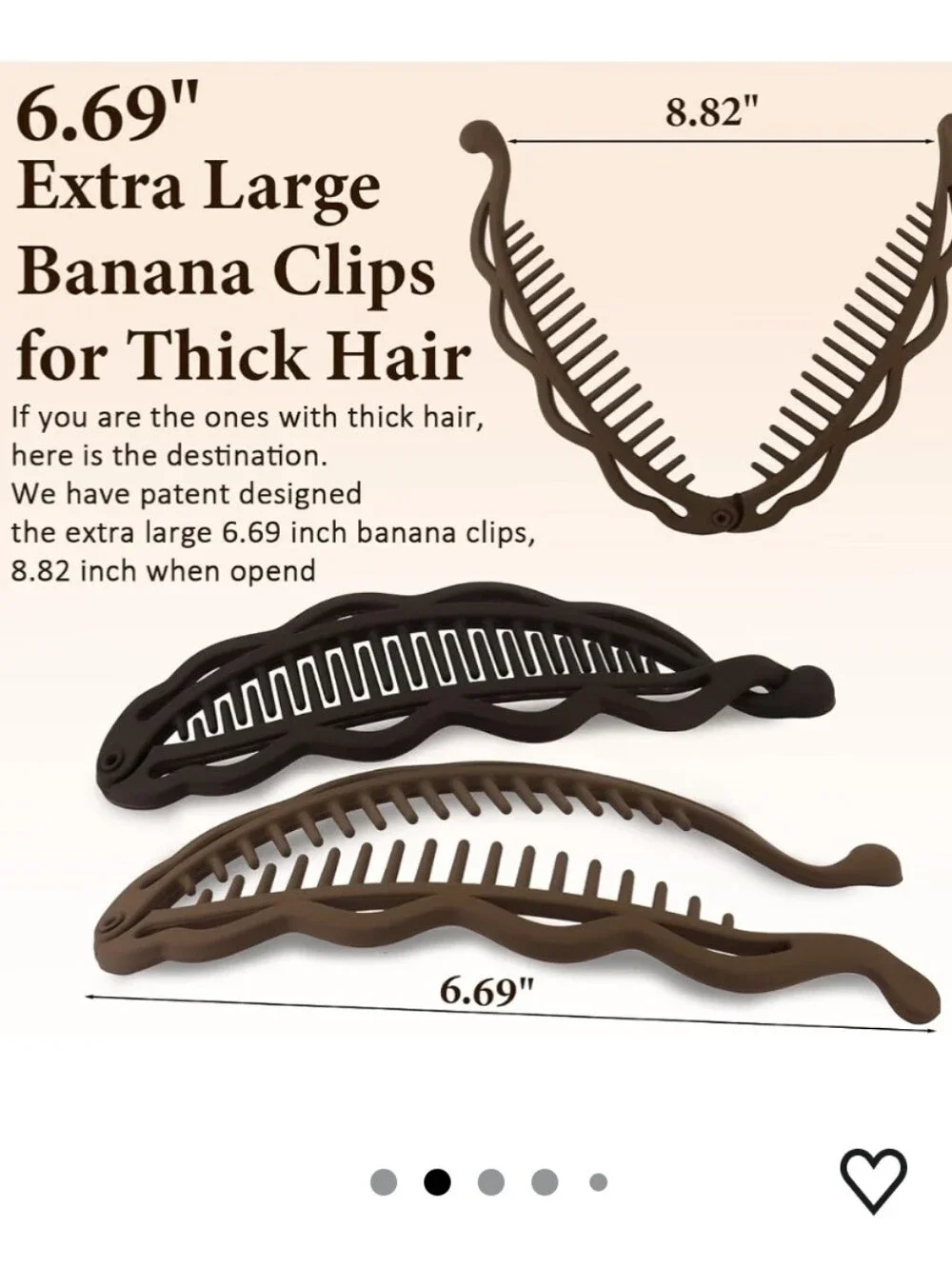Banana Clips Hair for Thick Hair - 6.69 Inch, Brown & Coffee, 2Pcs